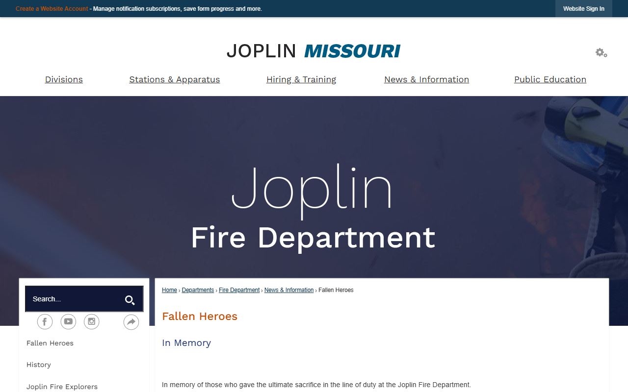 Joplin Missouri Police Department website for background check information