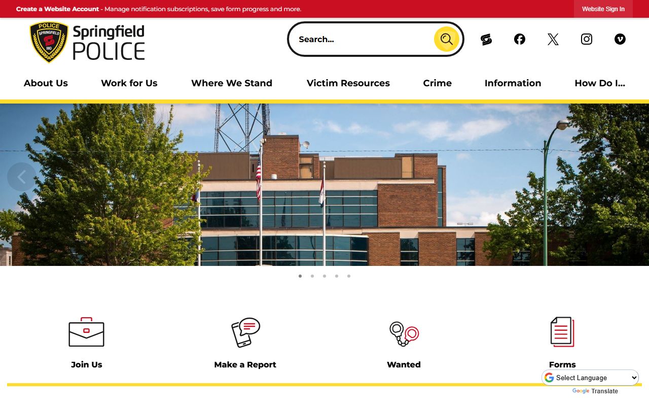 Springfield Missouri Police Department website for background check information