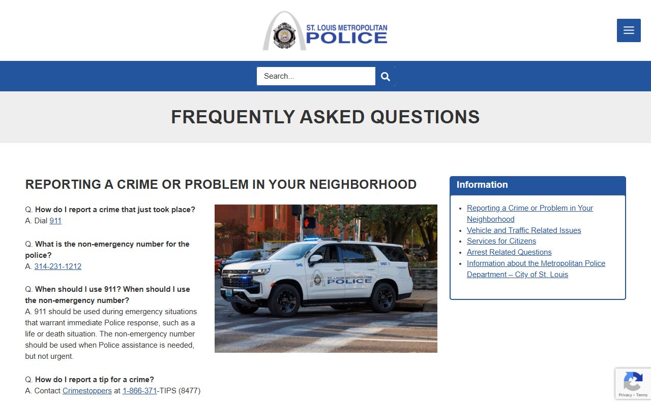 St. Louis SLMPD frequently asked questions about background check records
