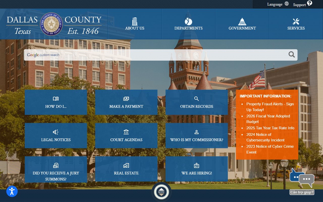 Dallas County Sheriff website for background check records