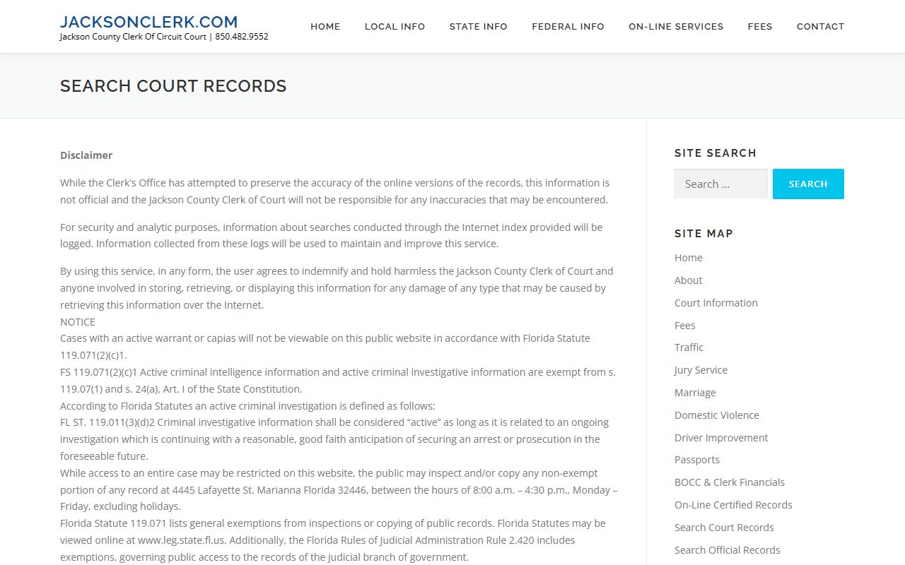 Jackson County Clerk court records search for background check